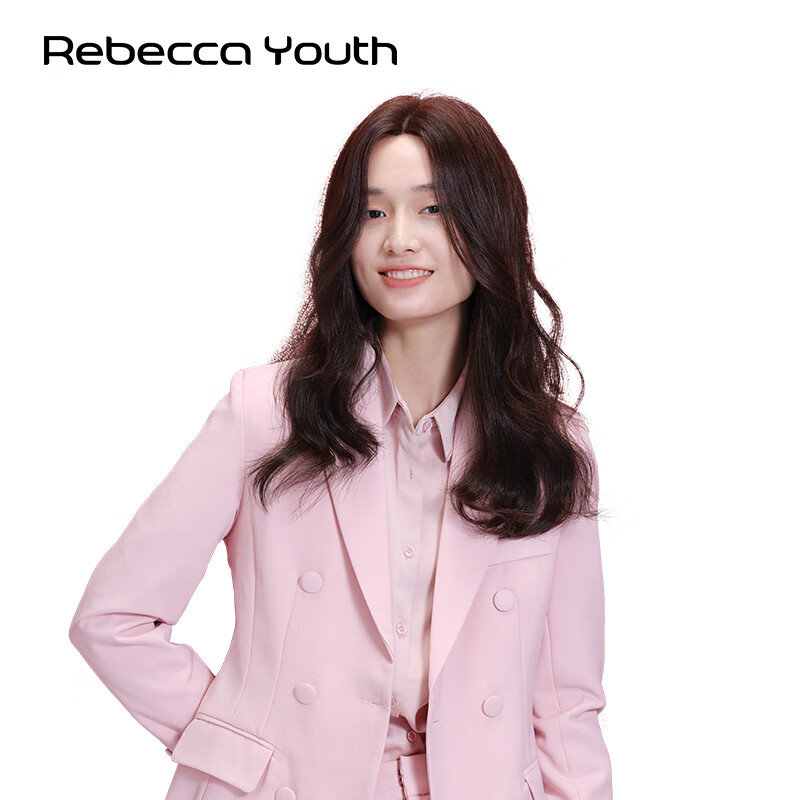 Rebecca wig, female real hair wig piece, figure bangs, long curly hair, invisible replacement piece, full human hair block, figure bangs, hand-woven, natural black, 35cm, area 13*8