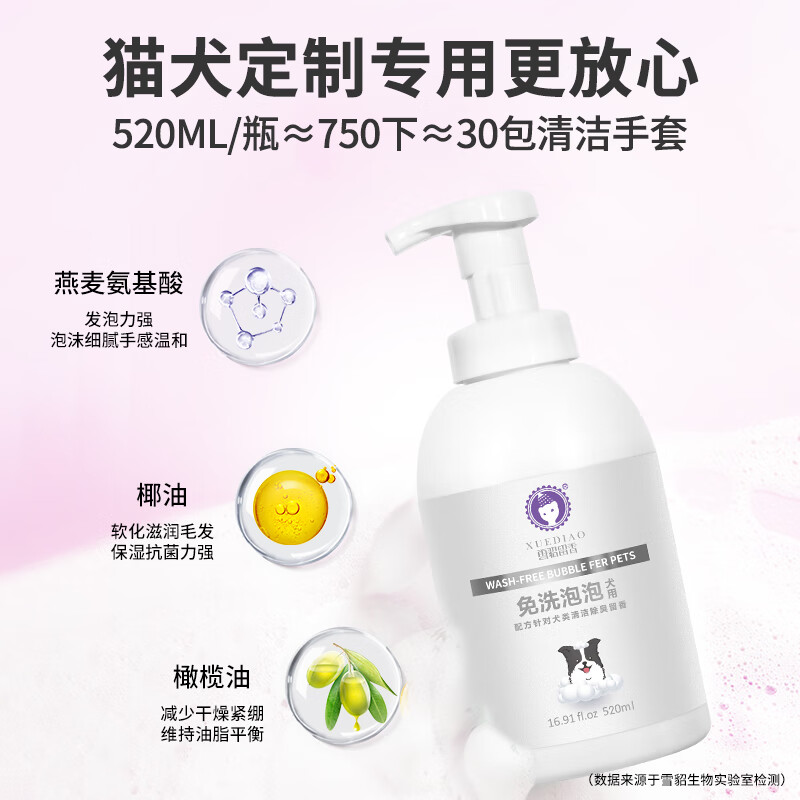 Ferret Fragrance Pet Shower Gel Dog No-Rinse Bubble Bath No-Rinse Bubble Mousse for Dogs 520mL