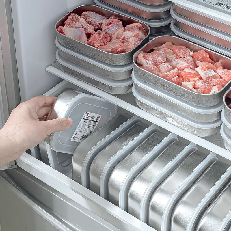 Home Story Japanese imported stainless steel crisper frozen meat packaging box refrigerator freezer storage food grade vegetable preparation artifact