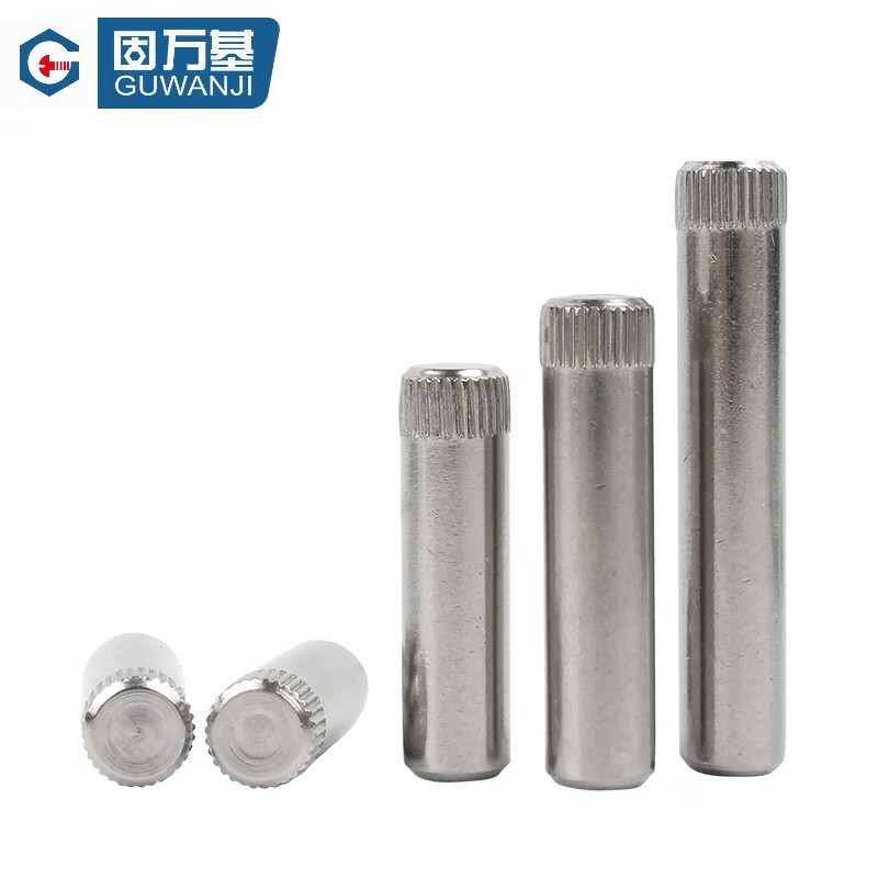 Guwanji 304 stainless steel knurled cylindrical pin shaft pin hinge pin toy city connecting rod positioning pin national standard fastener M2.5x12 (100 pieces)