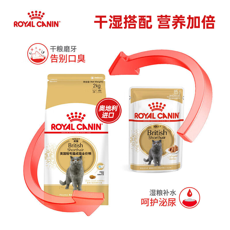 Royal Cat Food British Shorthair Adult Cat Wet Food Soft Pack Canned Cat BSP 12 Months and Over Soup Meat Nuggets 85G*12 Imported