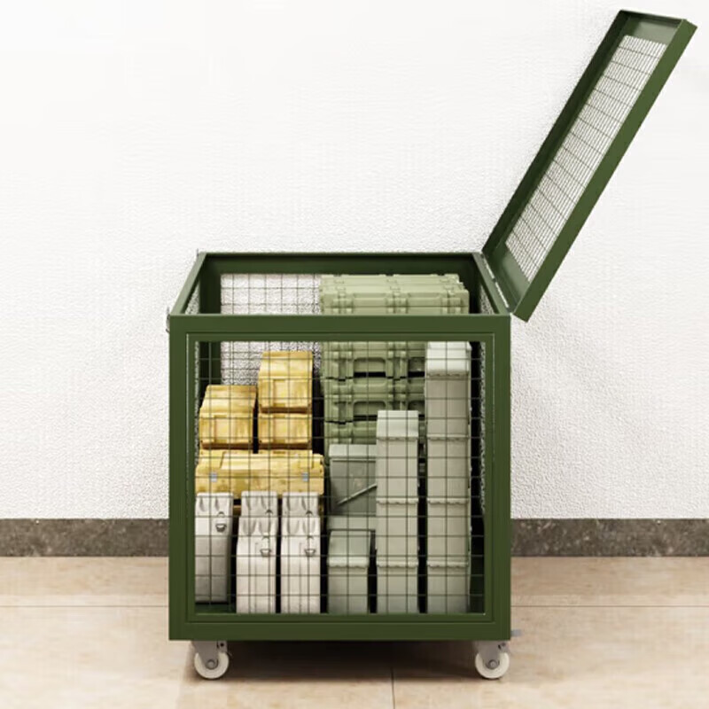 Jingsheng Fengbo military green removable mesh cage heavy material transport box wheeled pallet storage metal mesh cage removable with handle 1800*1000*1400mm