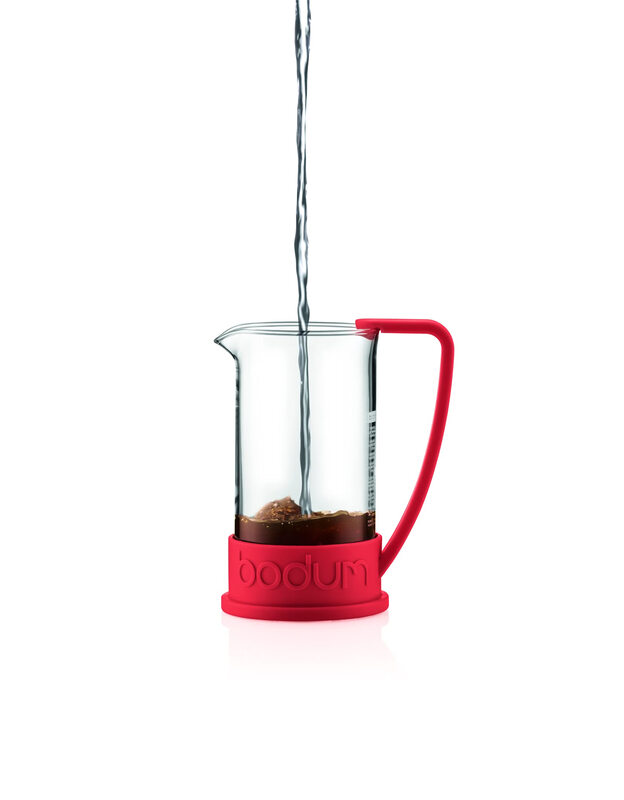BODUM Brazilian French Press Coffee Maker with Glass Bottle 34 oz Warm Red