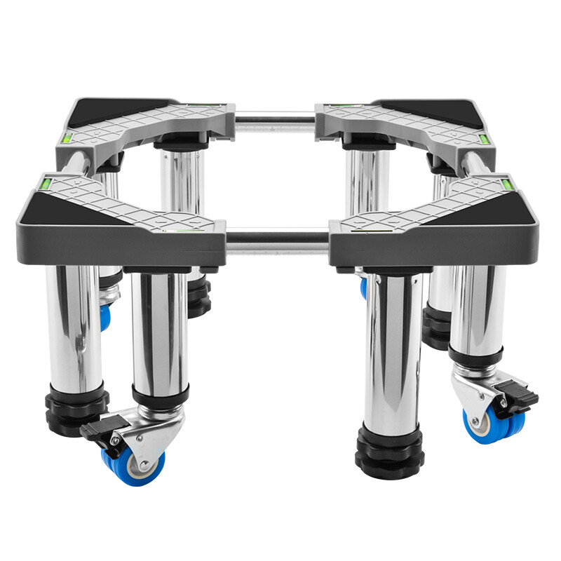 Washing machine base stainless steel heightened mobile tripod automatic drum adjustable bracket refrigerator ice machine bracket heightened 8 double wheels (total height 30cm) gray 25 round tube L19