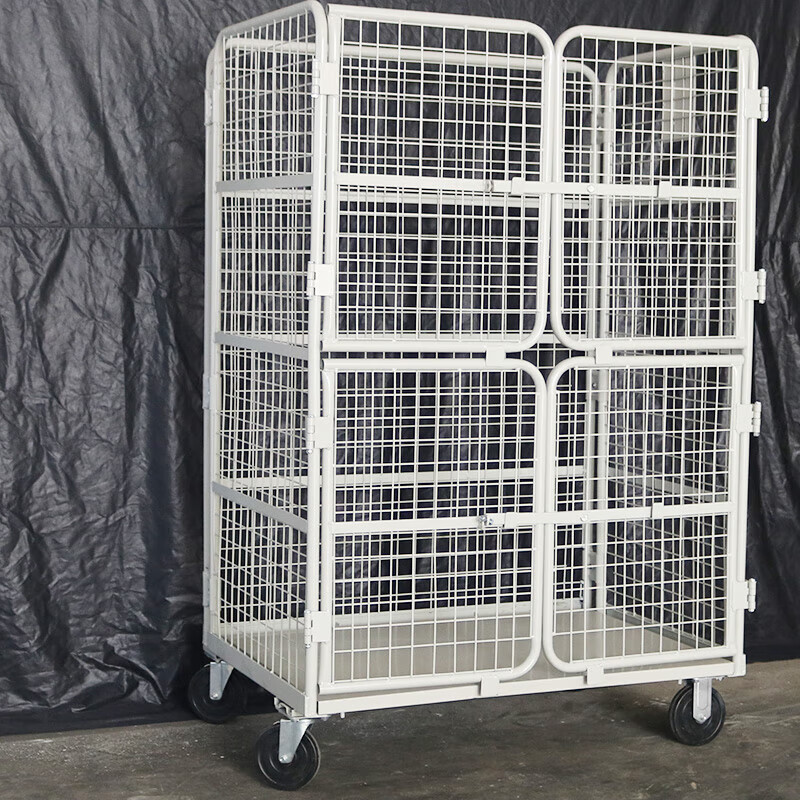 Jingxinda Movable Logistics Trolley Folding Logistics Cart Warehouse Sorting Truck Express Cage Car Linen Cart E-commerce 1100*800*1700 Four Small Door Encryption