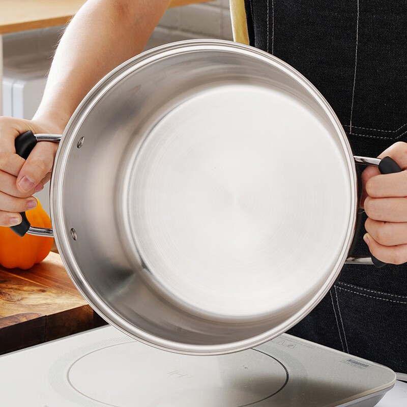 Shunda (SND) Japanese steamer 304 stainless steel thickened double bottom single layer multi-purpose soup pot open flame induction cooker universal 22cm