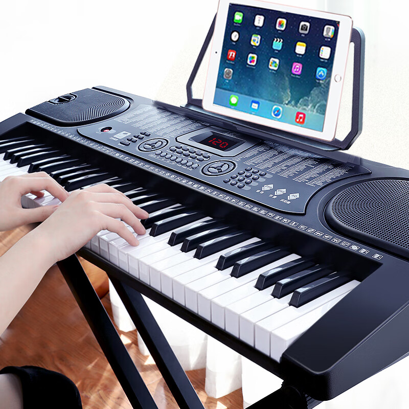 Meirkergr MK-8618 61-key multi-function intelligent teaching electronic keyboard for children who are beginners in musical instrument, connected to mobile phone pad with piano stand