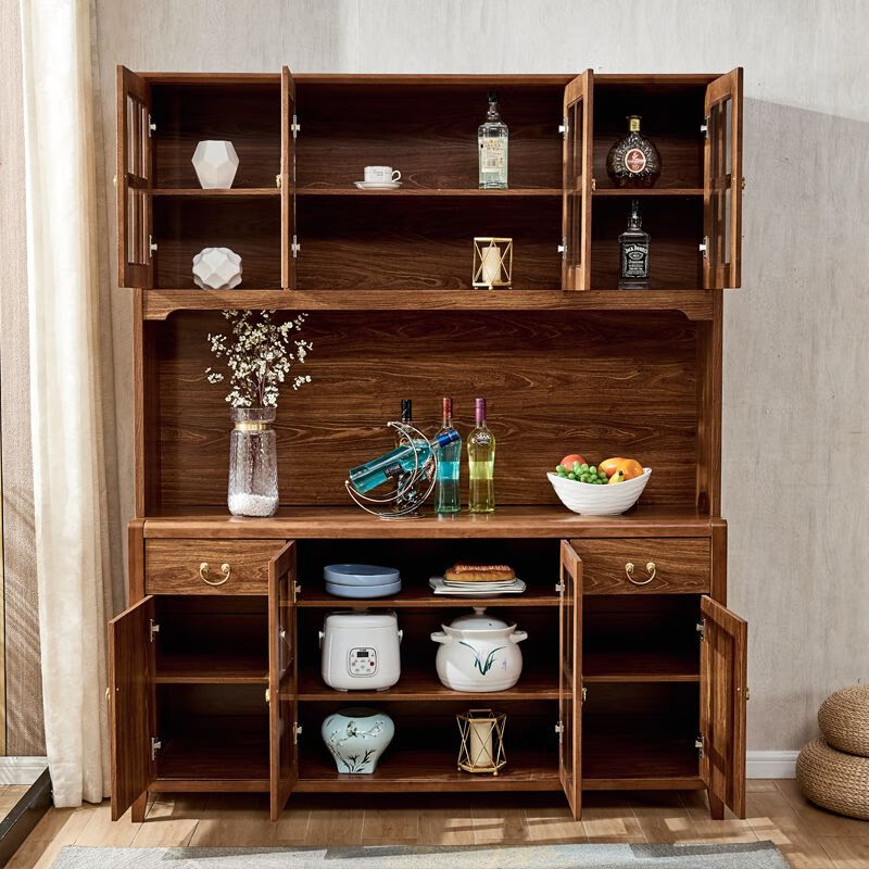 Guansi solid wood sideboard modern new Chinese style living room tea cabinet wine cabinet integrated wall multi-functional storage cabinet cupboard 8810-1 lower cabinet