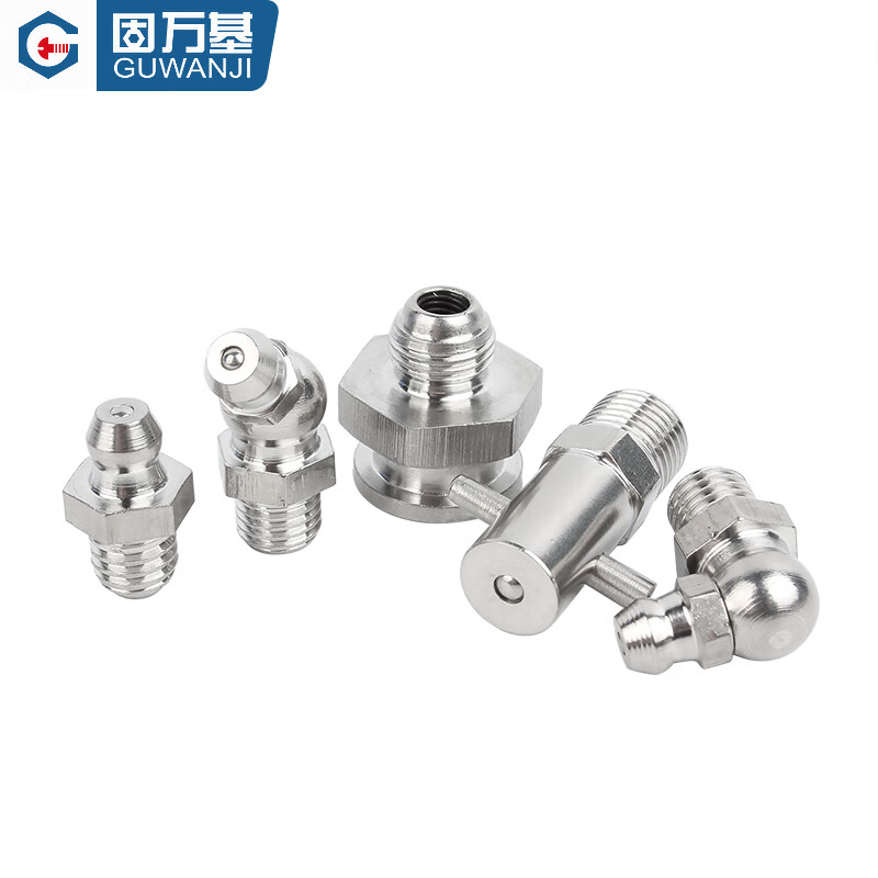 Guwanji 304 stainless steel butter nozzle elbow straight oil nozzle gun head accessories complete list of gun oil nozzle connector m5-M16 304 material M8x1 (medium straight) opposite sides 10 5 pcs
