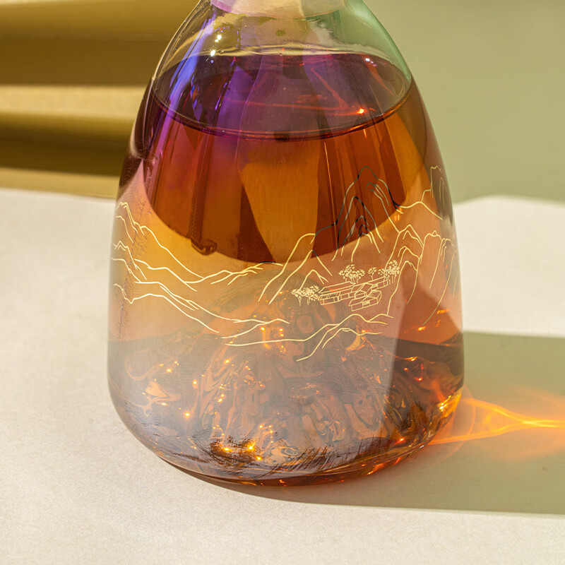 Palace Museum Culture Qianli Jiangshan Wine Set Colorful Crystal Glass Liquor Cup Wine Divider Palace Museum Cultural and Creative Gifts Gift Box (1 Pot 2 Cups)