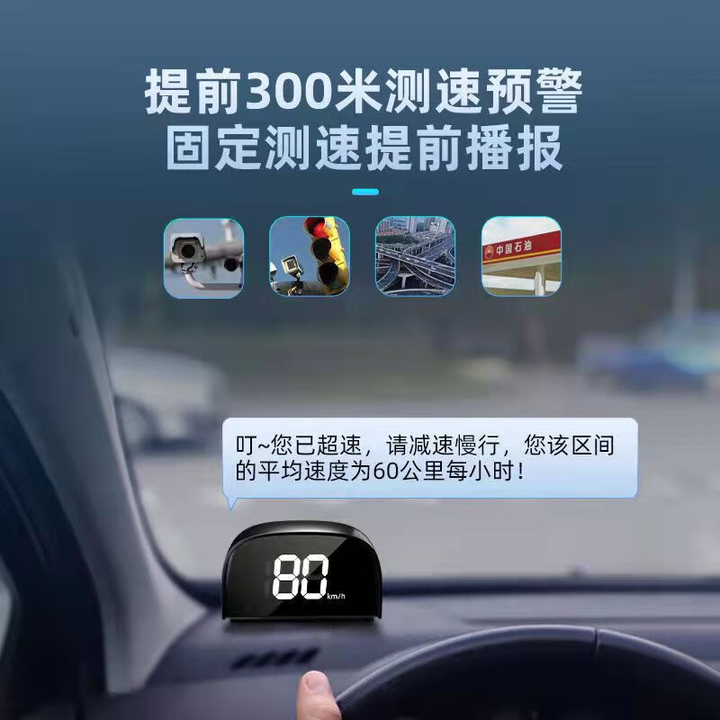 CLCEY is suitable for the new Beidou head-up speed display HUD vehicle-mounted intelligent voice speed warning speed radar HUD speed warning instrument + USB cable