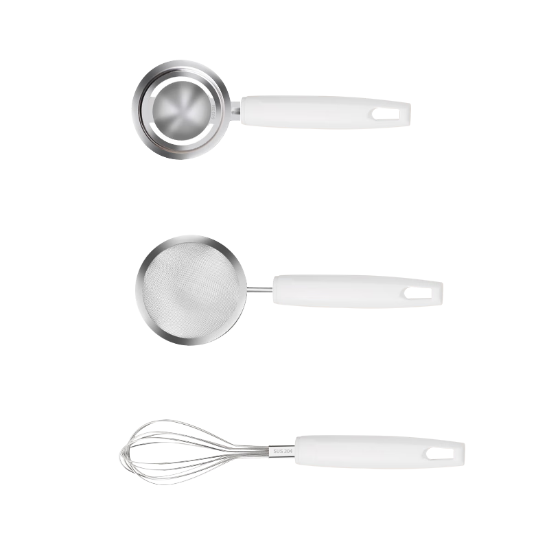 Baige Baby Food Tools Complete Set Baby Food Colander Stainless Steel Egg White Separator Egg Beater Steamed Cake Mold Food Strainer + Egg Beater + Egg White Separator