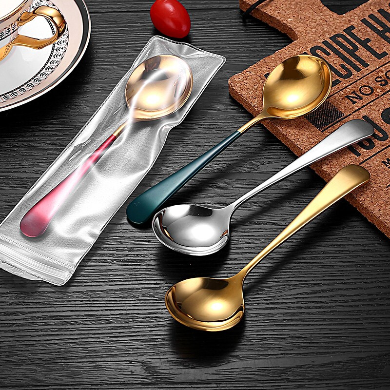 QZT Thickened 304 Stainless Steel Spoon Household Adult Watermelon Spoon Children's Internet Celebrity Spoon Cute Fruit Spoon Thickened 304 2 Pack Red