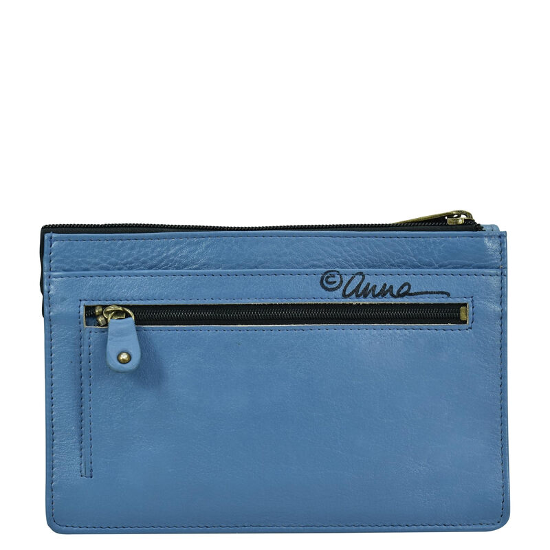 Anna by Anuschka Wallet Women Leather Hand Painted Leather Organizing Wallet Sapphire