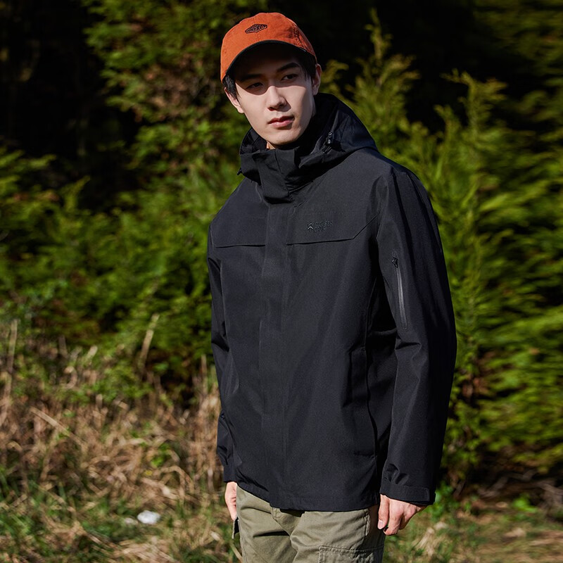 Trailblazer Lin Gengxin's Suzaku Jacket Men's Three-in-One Fleece Hard Shell Jacket Outdoor Mountaineering Wear Waterproof Jacket Black | Fleece Two-piece Set XL