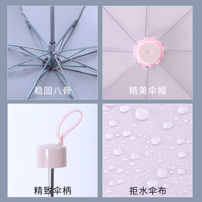 Paradise Paradise Umbrella, sunny or rainy, folding umbrella for women and men, customized advertising umbrella with printed logo, sunscreen umbrella, sunny or rainy umbrella, sunshade, navy blue (336T silver plastic model, diameter 99cm), 8 ribs