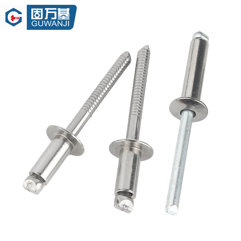 Guwanji all steel rivets 316/304 stainless steel core blind rivets open type rivets round head rivets M5x10 50 pieces 316 round head/all steel