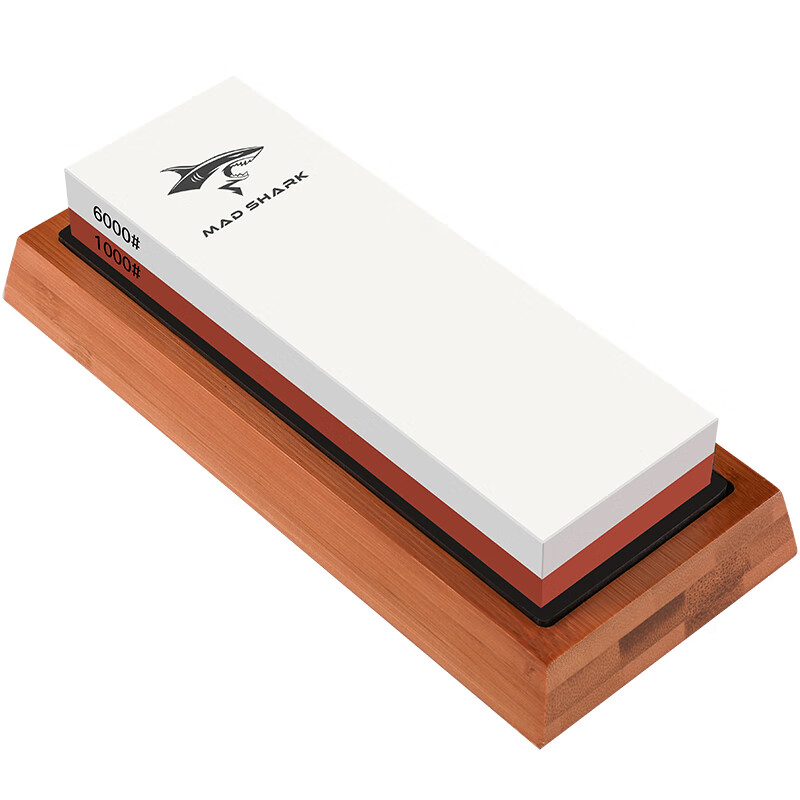 MAD SHARK German imported crazy shark whetstone household kitchen knife blade double-sided thickness oil stone kitchen artifact emery whetstone whetstone + bamboo base