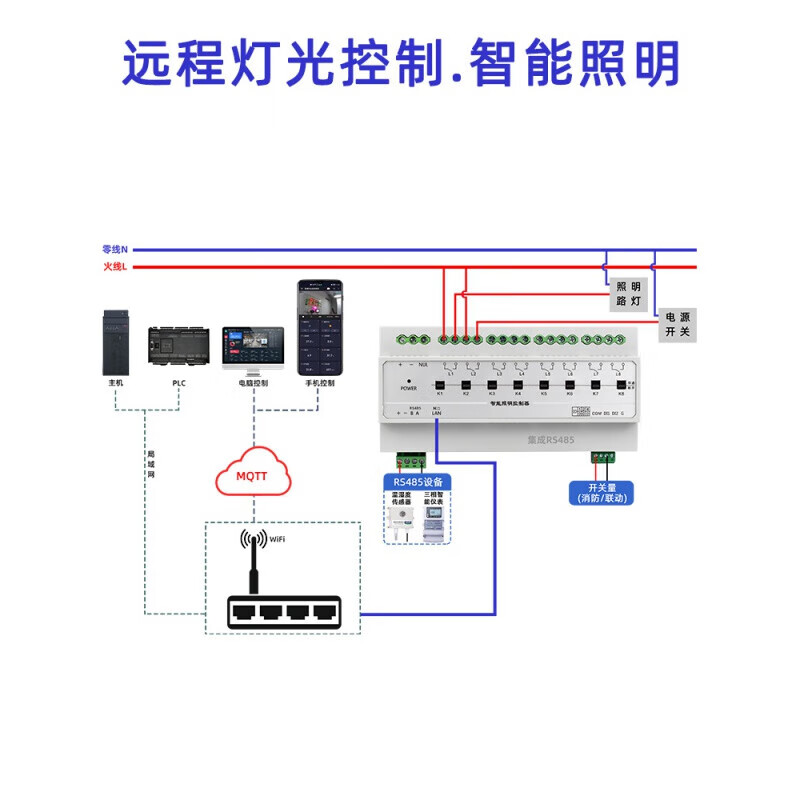 50A high current network port 485 light control timing light control intelligent lighting module switch led light 12/6 channels network port-CX-8212E 12 channels 50A+ LAN