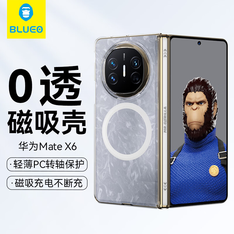 90% new Mr. Blue Ape is suitable for Huawei matex6 mobile phone case, transparent and simple center column protective case, folding screen magnetic anti-fall protective case