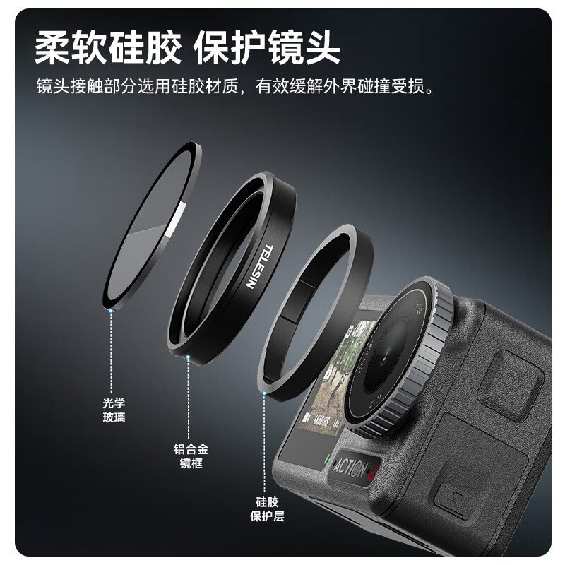 TELESIN (Taixun) adapts to DJI action5pro 4 3 filters ND32 light reduction mirror sports camera accessories Schott lens reduces exposure ski shooting single pack