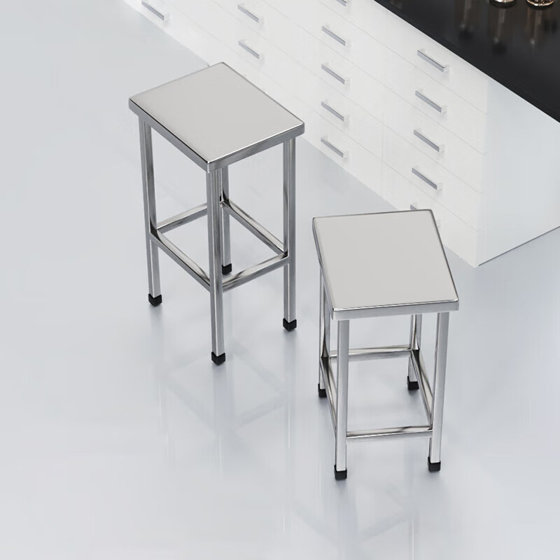 Jingku 304 stainless steel stool 34*24*45cm thickened workshop work stool assembly line metal stool dust-free laboratory hospital dining table chair