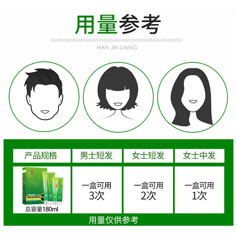 Han Jinliang Hair Dye Clear Water Black Hair Hair Dye Cream One Comb Black Non-irritating Baking Cream Universal for Men and Women Natural Black 170ml