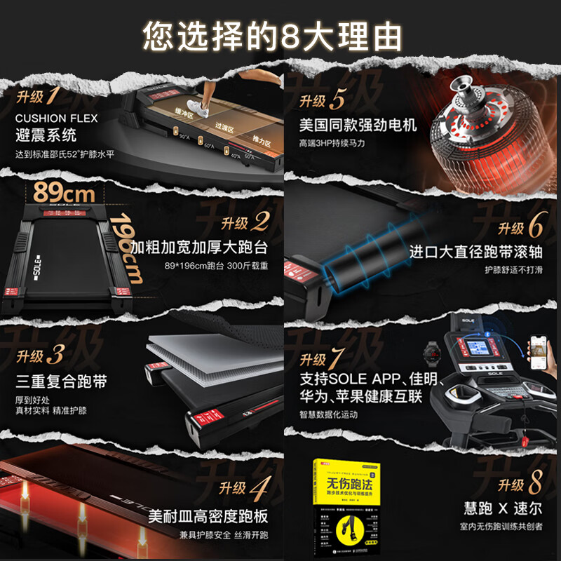 SOLE American high-end treadmill for home use, professional knee pads, commercial climbing walking machine, foldable fitness equipment F63S