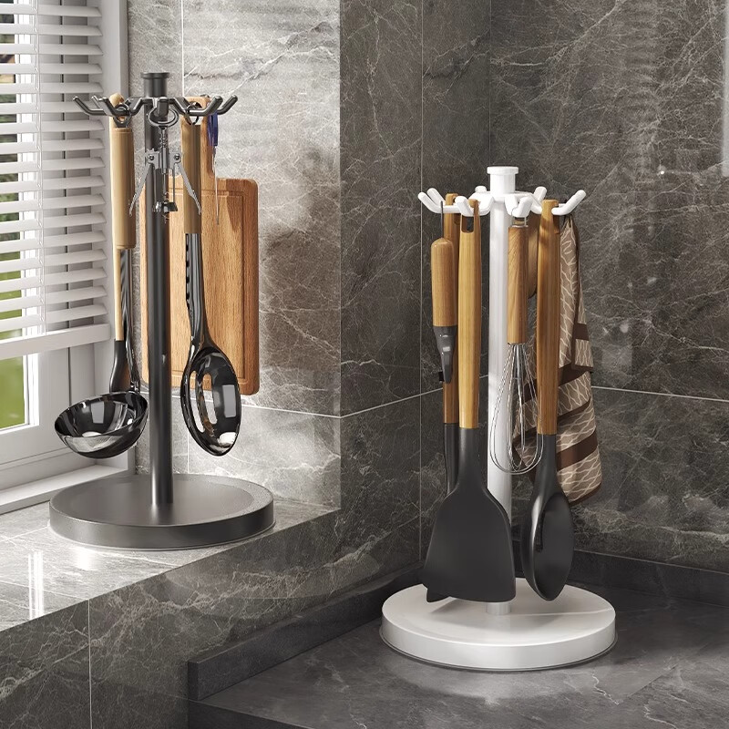 Hu Xiansen rotating spatula storage rack kitchen supplies hook rack household multi-functional countertop kitchen utensils spoon storage rack