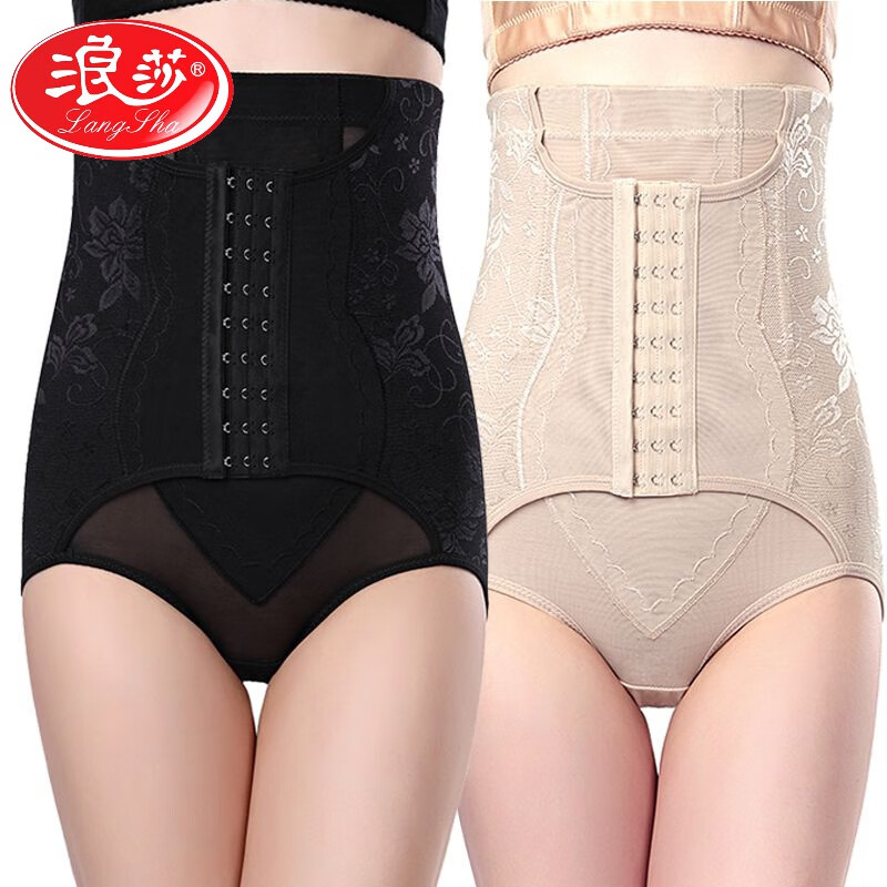 LangSha High Waist Tummy Control Panties Women's Body Shaping Garments Postpartum Hip Lifting Tummy Control Pants Waist Control Belt Thin Breathable Breastless Style 2 Pieces Skin Color L Recommended 96-110 Jin