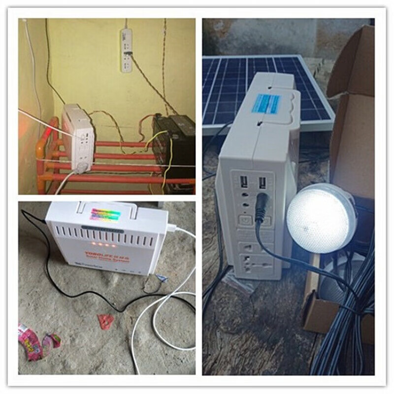 Runhuanian household solar generator 220V with fan camera 4 bulbs rechargeable 9012 bare metal