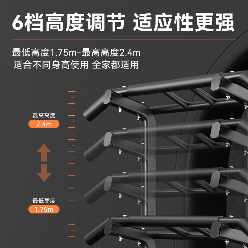 Feble pull-up device household horizontal bar indoor pull-up rack fitness equipment multi-functional floor-standing parallel bar trainer Ding accessories extra thick main frame parallel bar/push-up/back pad + hook multi-functional upgraded reinforced version