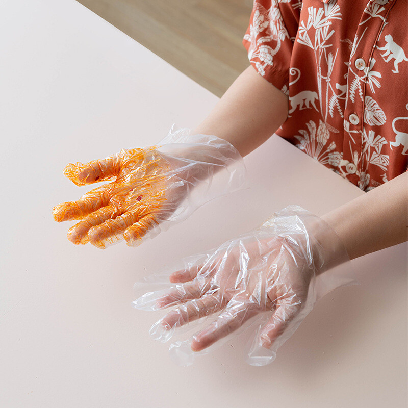 Jinghui Xichuang Disposable Gloves, Food Grade, Reject Oil, One Size Fits All, Hygienic Gloves for Eating Lobster, 300 Pack