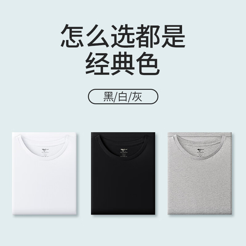 Septwolves T-shirt men's short-sleeved 100% cotton round neck old man's shirt summer half-sleeved bottoming shirt vest sports fitness sweatshirt 100% cotton round neck 3 pieces gray + gray + black L (170/95 recommended weight 110-130 catties)