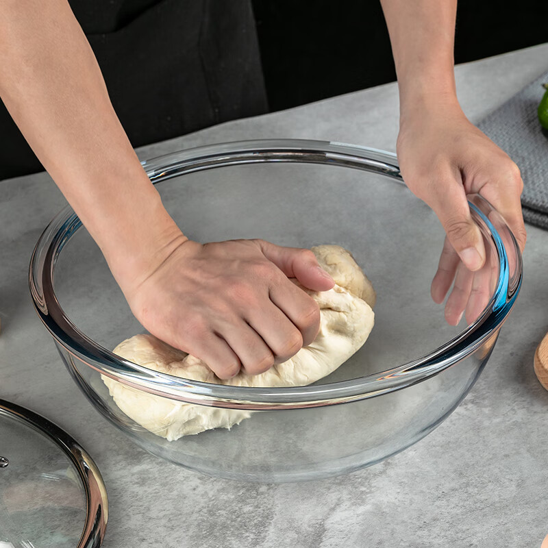 Genas glass and basin with lid household non-stick kneading basin large kitchen baking baking egg beater bowl heat-resistant bowl 5L