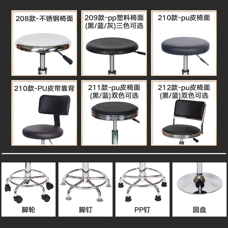Wenstan WST212 Employee Stool Backrest Rotating Lift Chair Workshop Laboratory Work Stool (Black - Backrest Disc Model) Needs to be Installed and Customized by Yourself