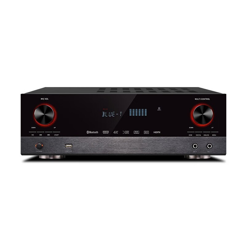 Qisheng AV-118 high-power 5.1 home Bluetooth amplifier Dolby professional AV subwoofer hifi home theater KTV audio speaker card package HDMI high-definition amplifier AV-1805 dual decoding-black 4K true 5.1 channel