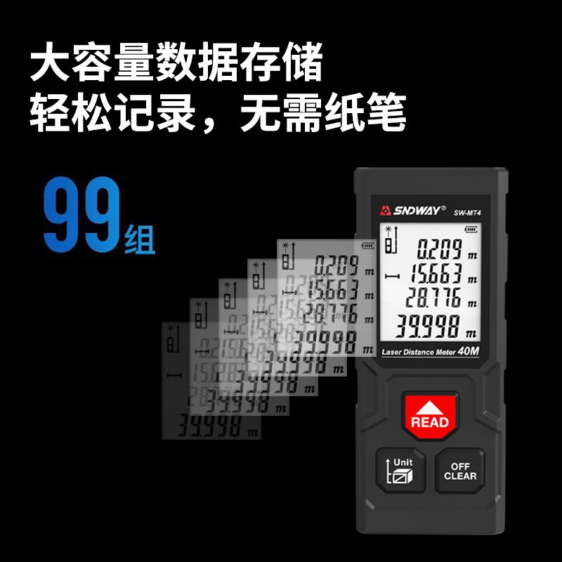 SNDWAY laser distance meter measuring instrument infrared electronic ruler laser ruler room measuring instrument indoor household 40 meters SW-MT4