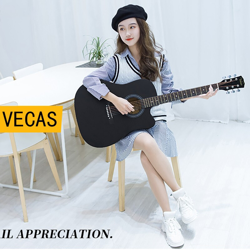 WEIKASI folk guitar beginners acoustic guitar veneer beginners entry practice guitar guitar student male and female musical instrument 38 inches wood color + gift bag recommended for beginners