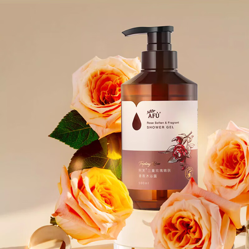 Afu Body Lotion Shower Gel Set Triple Rose Fragrance Rejuvenating Moisturizing Essential Oil Fragrance Body Lotion Shower Gel 500ml