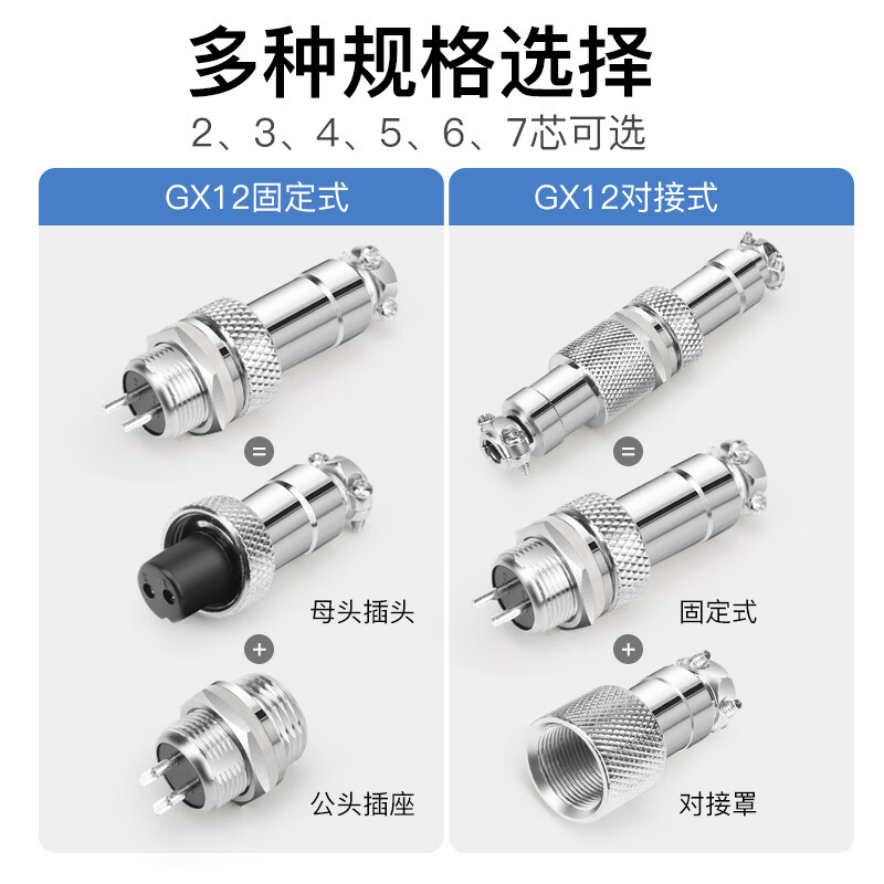 Huijun GX12 aviation socket docking fixed wire connector welding opening 12mm GX12 fixed-2 core