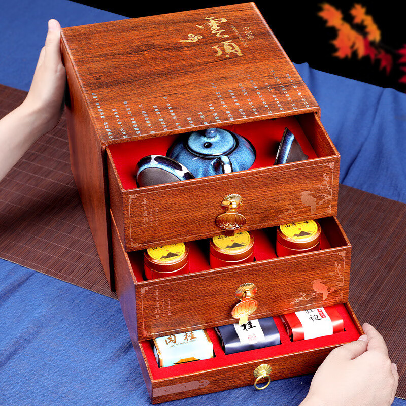 Chajin Junmei black tea Dahongpao Tieguanyin tea gift box high-end gift giving Douyin Kuaishou one generation to rule the world Tieguanyin