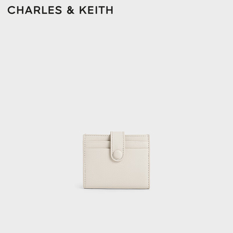 CHARLES&KEITH simple buckle multi-card slot mini card bag female birthday gift New Year gift for girlfriend CK6-50701392 Beige beige