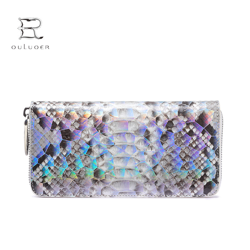 Oral python leather wallet women's genuine leather fashion clutch 2025 new high-end Valentine's Day long wallet Chinese Valentine's Day original color