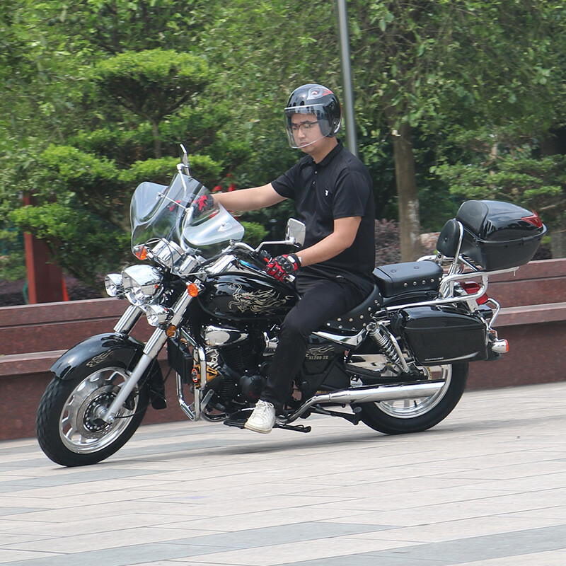 Storm Prince Motorcycle Prince Heavy Duty Motorcycle Can Be Licensed 200 Long Distance Rider Motorcycle Boulevard Glider Retro Street Car Rebel Bright Black Brand New 200 Water Cooling + Disc Brake + Saddlebags + 16 Upgrades