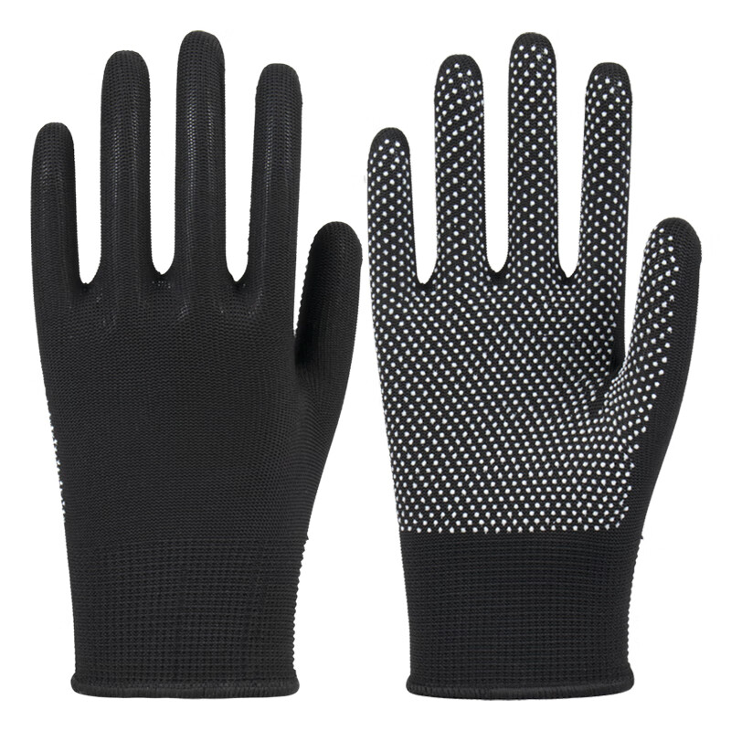 Maozheng dispensing labor protection gloves 12 pairs of nylon thread non-slip wear-resistant breathable work work express packaging repair driving thin style black