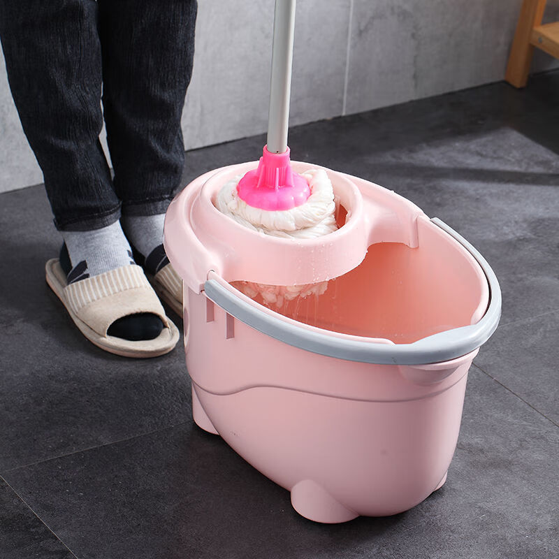 Plastic old-fashioned mop bucket rotating wringing water single bucket manual squeezing bucket hand-pressed mop bucket mop bucket ordinary green (one bucket and one wringer)