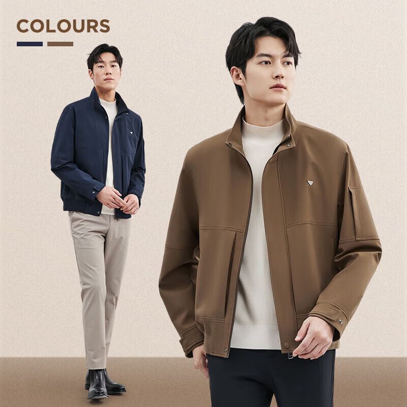 Septwolves Jacket Men's Jacket Autumn Stand Collar Textured Jacquard Airgel Warm Skin Friendly Soft Comfortable Men's Clothes