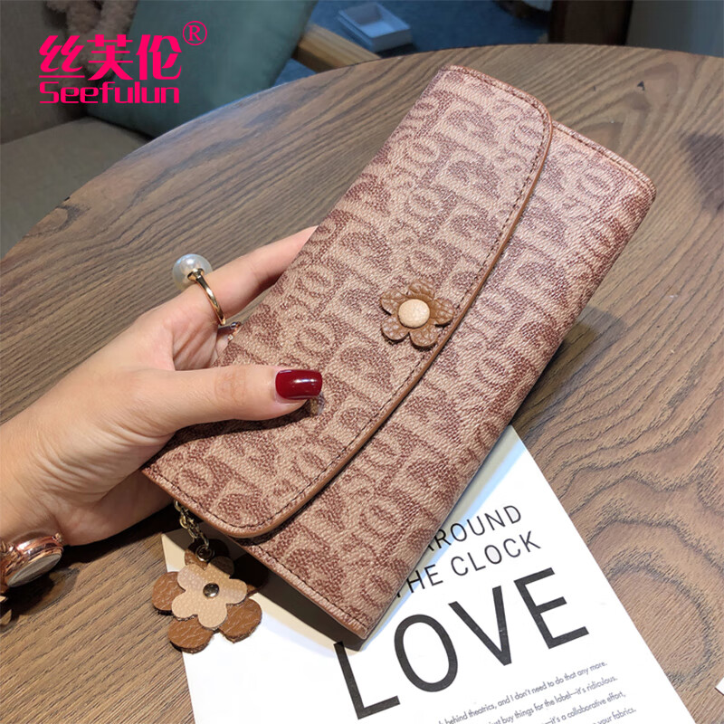 Sephoron New Year Large Capacity Hand Wallet for Women, 2026 New Style with Genuine Leather Wallet, Enlarged Mobile Phone Banknote Clip, Brown DC5A561405