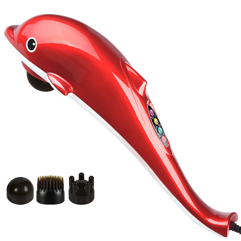 Anshang Cervical Massager Dolphin Massage Stick Rechargeable Electric Brain Smart Home Handheld Beating and Beating Shoulder, Waist, Legs, Back, Belly, Neck, Whole Body Meridian Massager Gift, Plug-in Smart Version with 3 heads, 3 levels of intensity, 6 modes